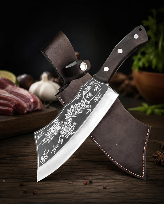 Japanese Dragon Cleaver Knife with Leather Sheath | Free Shipping + COD | ₹699