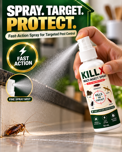 Not My Store™ KILLX Multi-Insect Spray 50ml | Fast-Action Household Pest Control Spray | Indoor & Outdoor Use