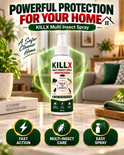 Not My Store™ KILLX Multi-Insect Spray 50ml | Fast-Action Household Pest Control Spray | Indoor & Outdoor Use