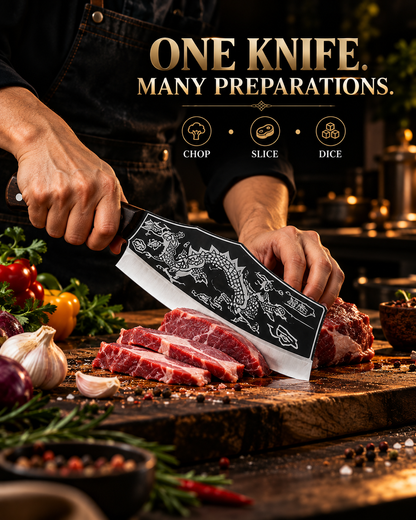Japanese Dragon Cleaver Knife with Leather Sheath | Free Shipping + COD | ₹699