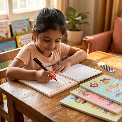 Not My Store™ 4-in-1 Reusable Magic Practice Copybook Set | Screen-Free Learning for Kids