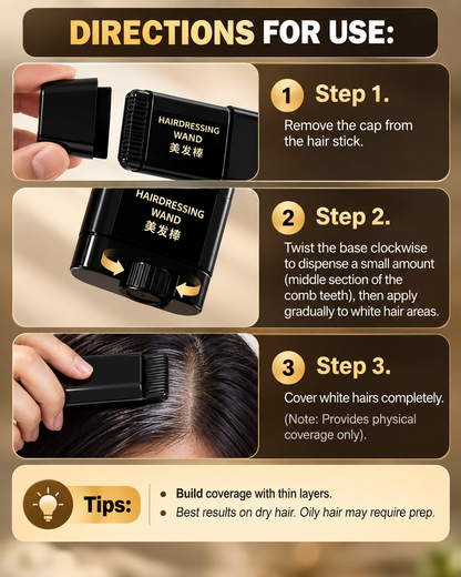 Instant Waterproof Hair Color Comb - Quick Root Touch-Up Stick