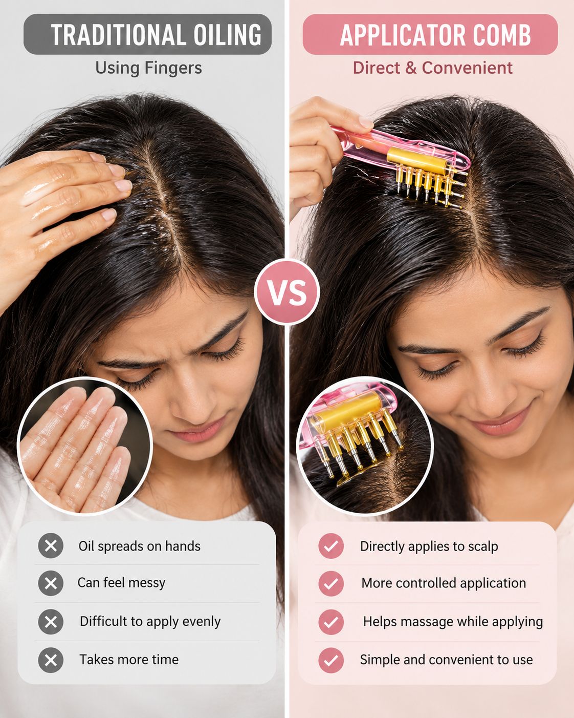 Transparent Scalp Massaging Oil Applicator Comb | Free Shipping Across India