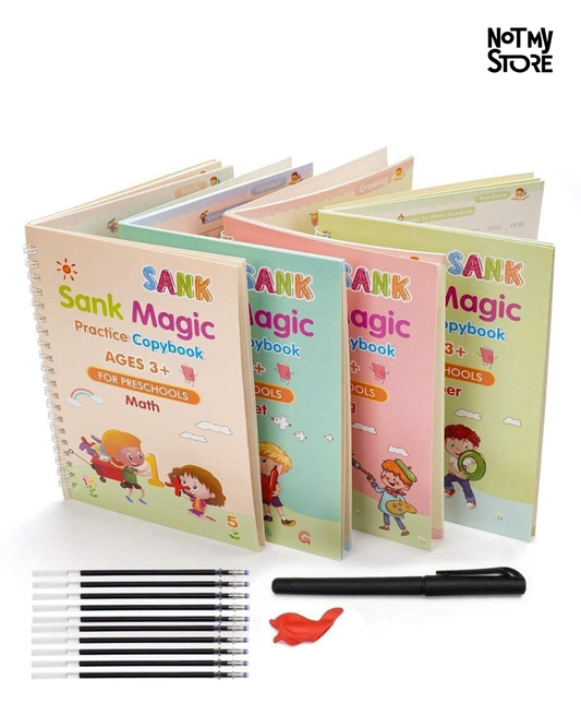 Not My Store™ 4-in-1 Reusable Magic Practice Copybook Set | Screen-Free Learning for Kids