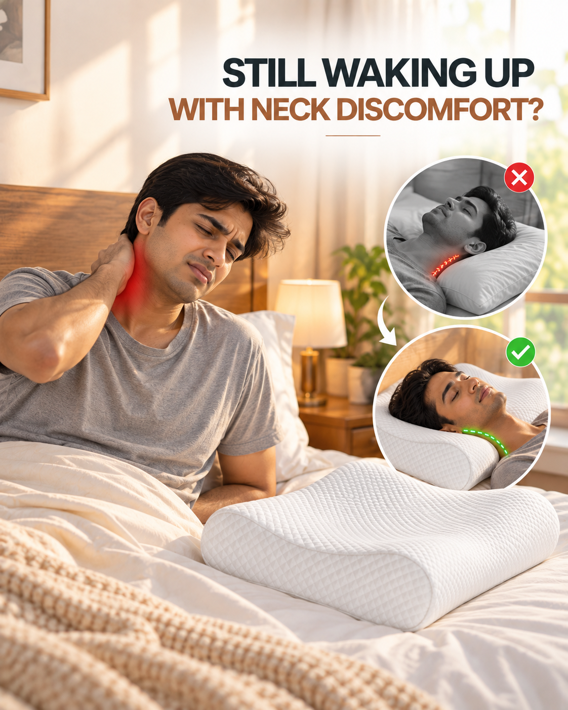 Ergonomic Cervical Memory Foam Pillow - Deep Sleep & Neck Pain Relief